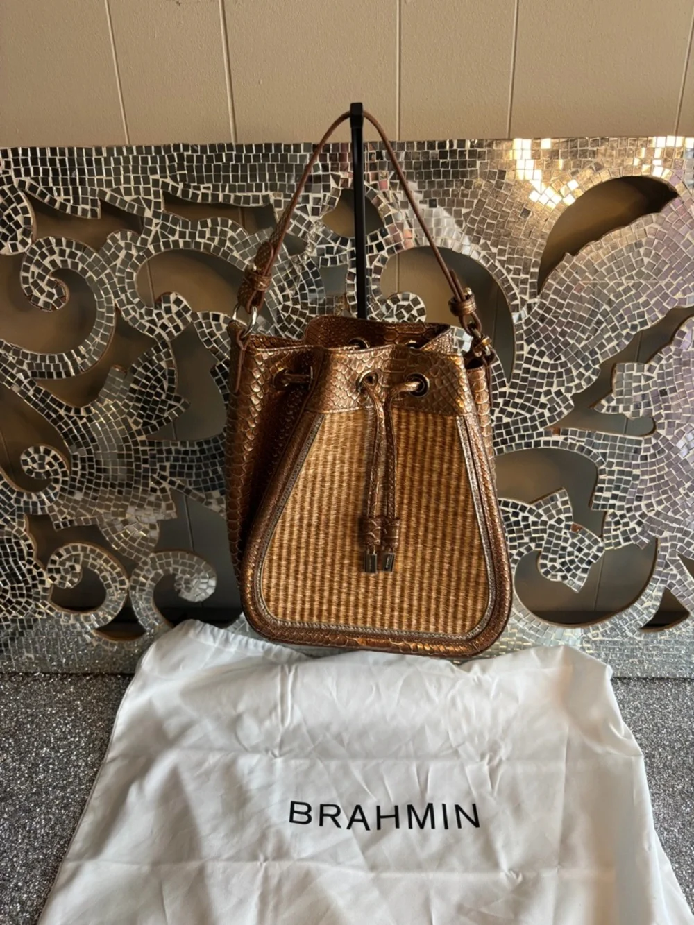 Brahmin bucket shoulder